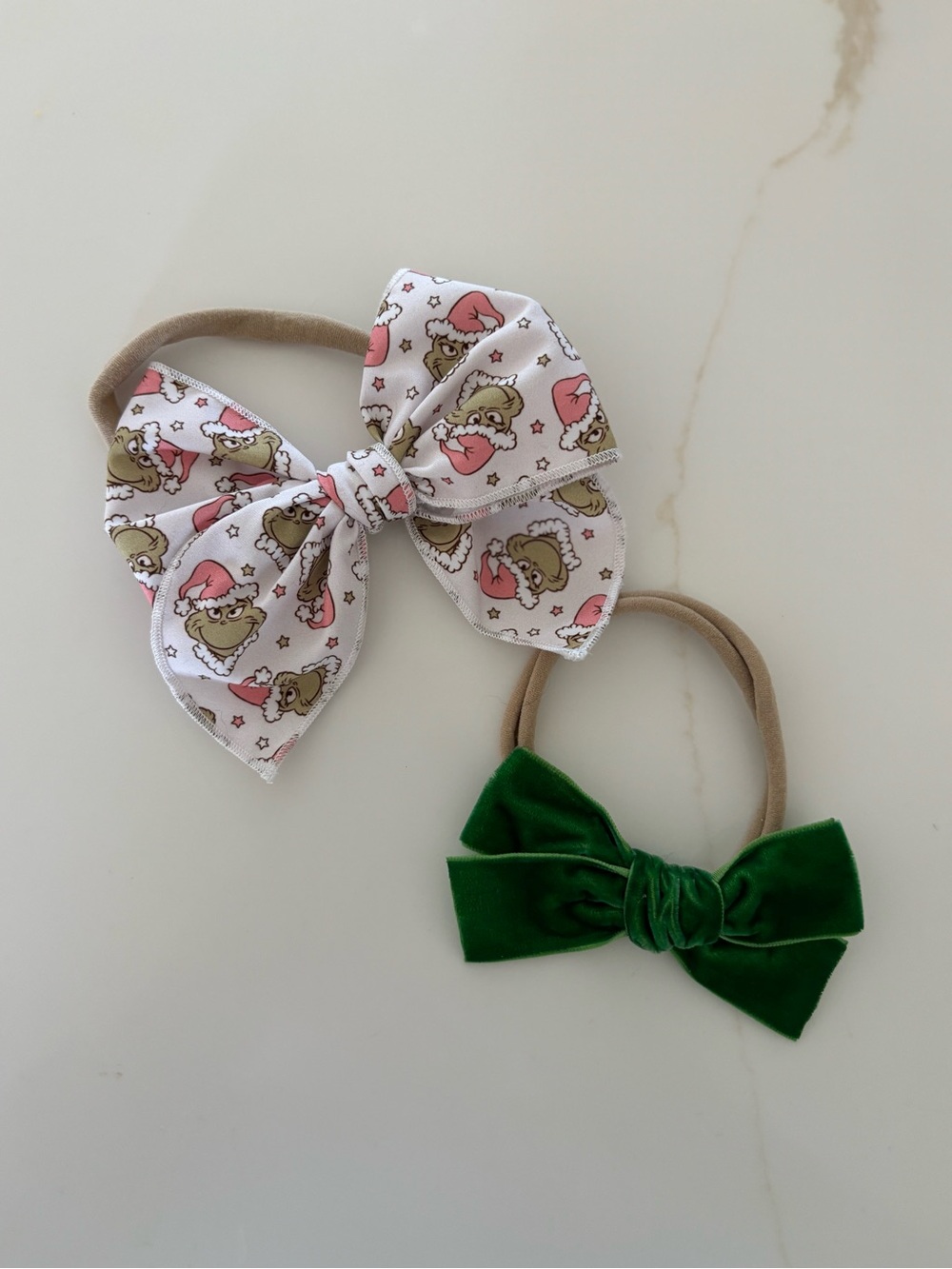Small Shop Baby Bow Headbands - Grinch and Green Velvet